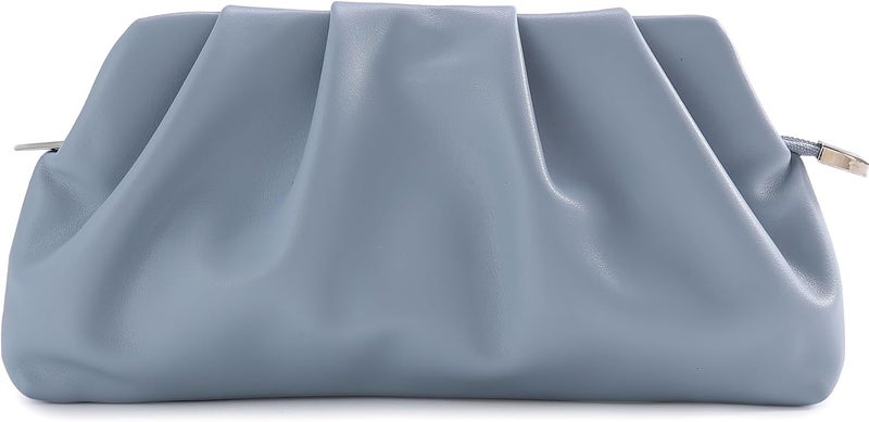 FanChris Evening Bag for Women Ruched Clutch Purse Detachable Metal Chain Crossbody Bag - Image 1